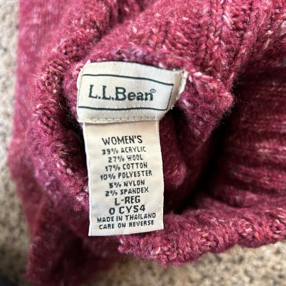 LL Bean Womens Turtleneck Sweater Size Large Purple Wool Blend - Picture 2 of 6